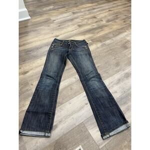 Akademiks Jeans Womens Size 26 Blue Denim Embroidered